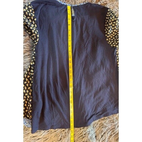 Boden Floral Blouse Top Womens Size 6 Navy Yellow Sheer Sleeves Ruffle - Picture 11 of 11